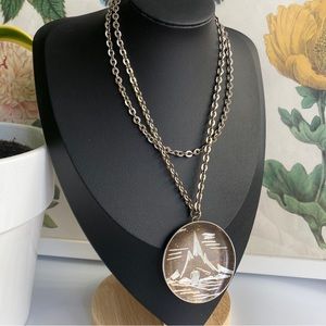 Modernist Jorgen Jensen Pewter Necklace with Kayaking Figure, Mid Century